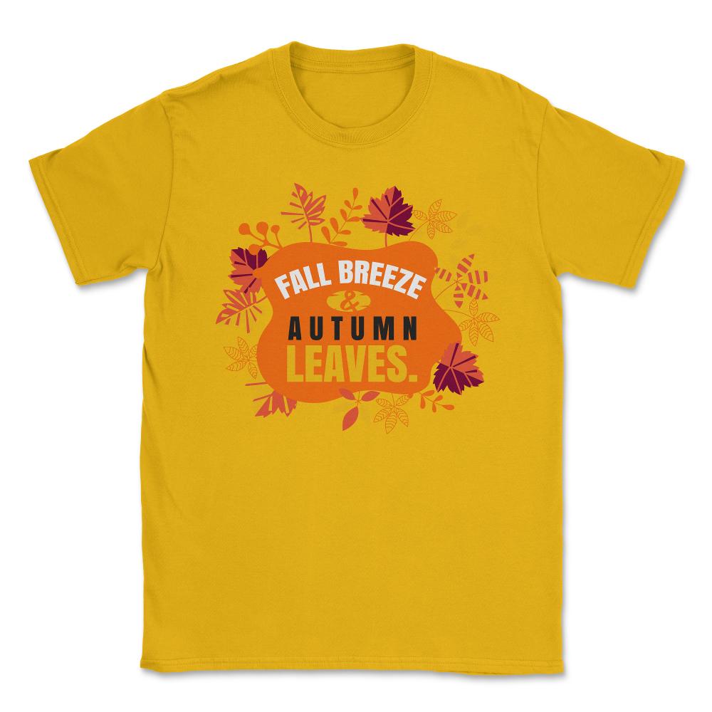 Fall Breeze and Autumn Leaves Design Gift print Unisex T-Shirt - Gold