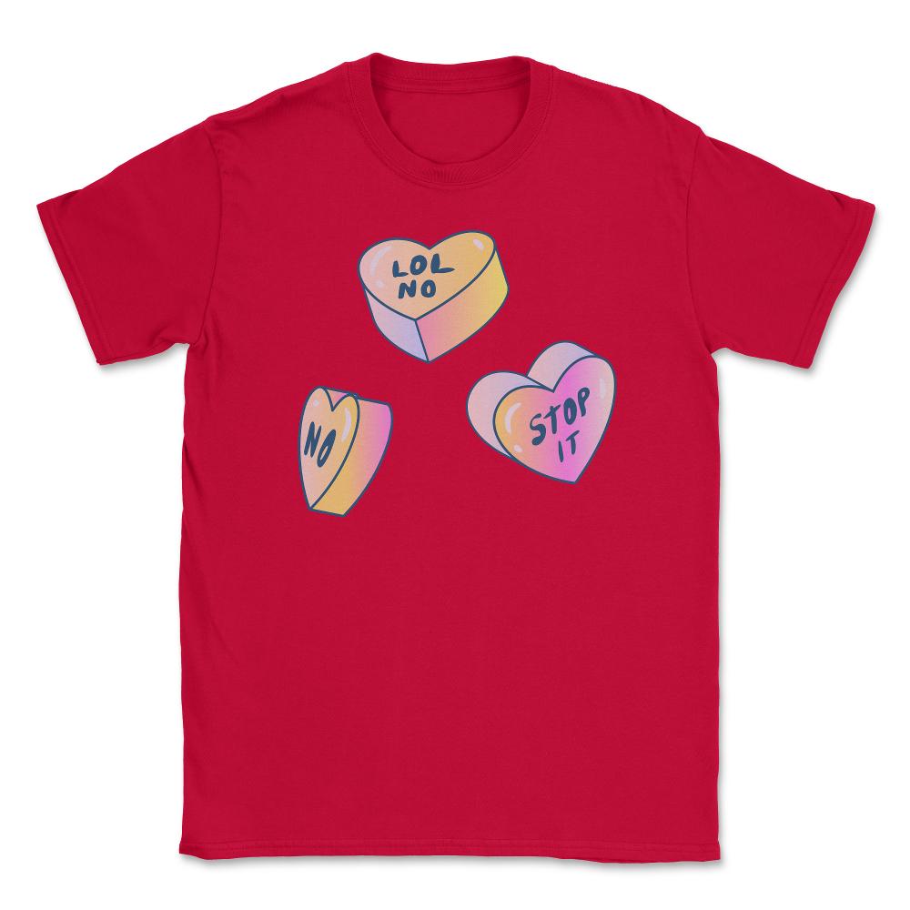 Candy In Hearts Form Negative Messages Funny Anti-V Day product - Red