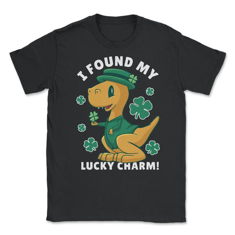 St Patrick's Day I Found My Lucky Sharm Kawaii Dinosaur design Unisex - Black