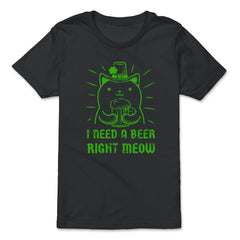 I Need a Beer Right Meow St Patrick's Day Hilarious Cat Pun design - Premium Youth Tee - Black