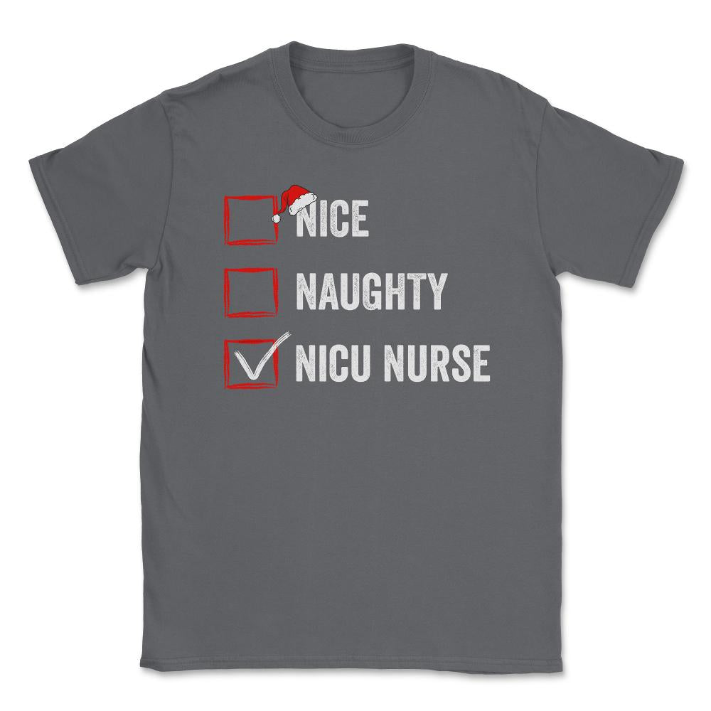 Nice Naughty NICU Nurse Funny Christmas List for Santa Claus design - Smoke Grey