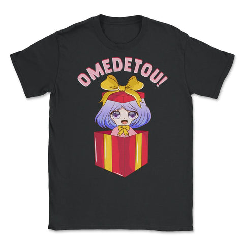 Anime Girl Omedetou Theme Happy Birthday Gift design Unisex T-Shirt - Black