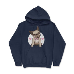 Cute French Bulldog With Hearts Bow Tie Frenchie Pet Owner design - Navy