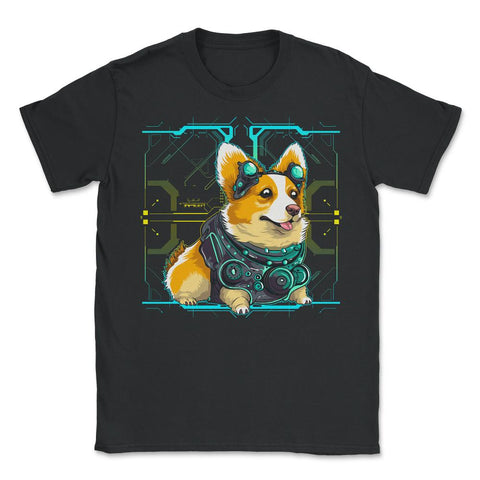 Mecha Cyborgs Dog Corgi Cyberpunk Fashion print - Unisex T-Shirt - Black