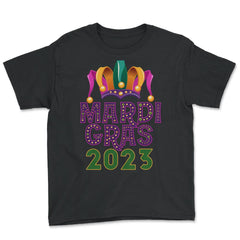 Mardi Gras Jester Hat 2023 Fat Tuesday Celebration design - Youth Tee - Black