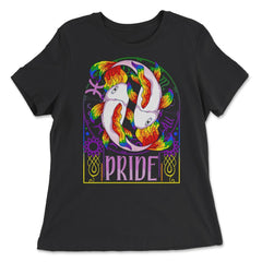 Gay Zodiac LGBTQ Zodiac Sign Pisces Rainbow Pride graphic - Women's Relaxed Tee - Black