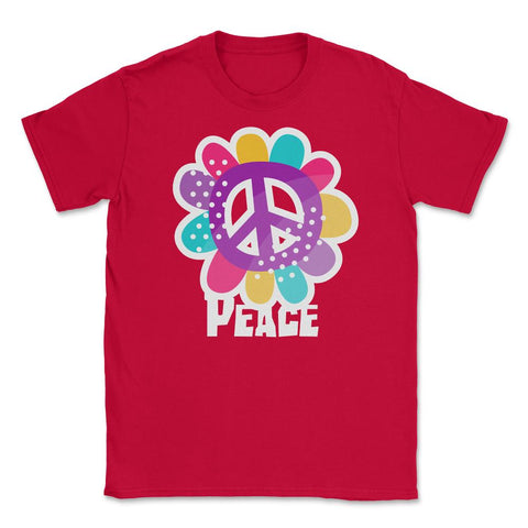 Peace Sign Flower Colorful Peace Day Design design Unisex T-Shirt - Red