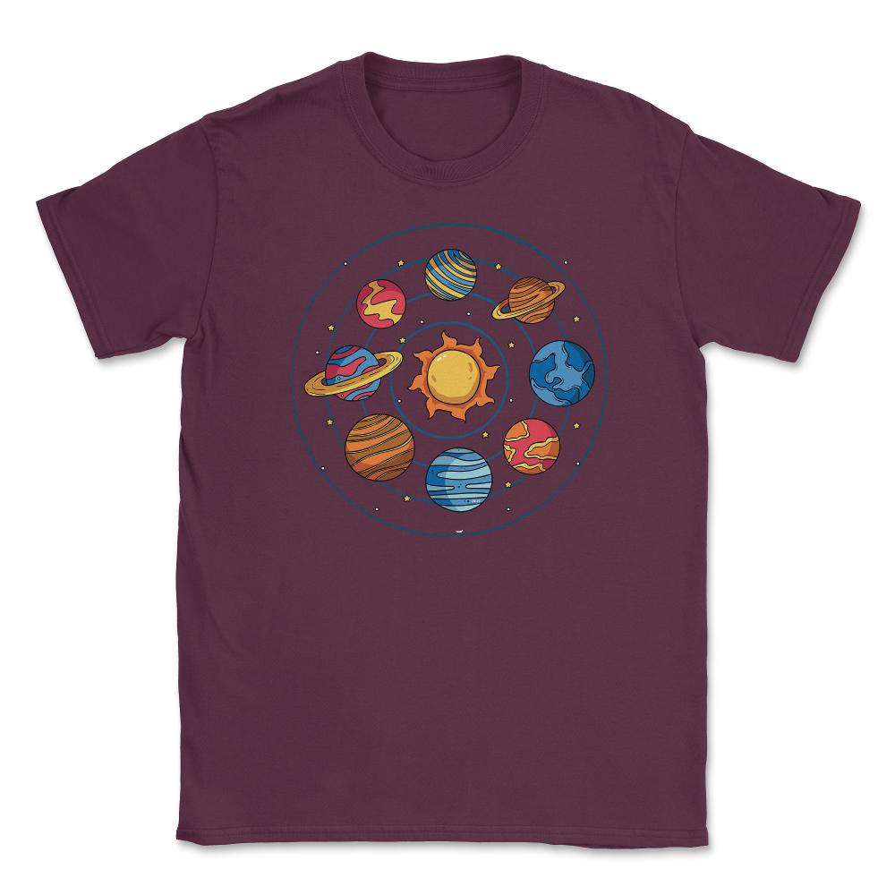 Solar System Planets Funny Planets Pluto Included Gift graphic Unisex - Maroon
