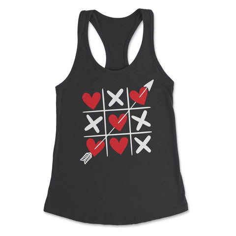 Tic Tac Toe Valentine's Day XOXO Hearts & Crosses graphic Women's - Black