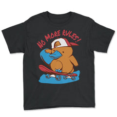 No more Rules! Hilarious Kawaii Platypus Skateboarding product - Youth Tee - Black