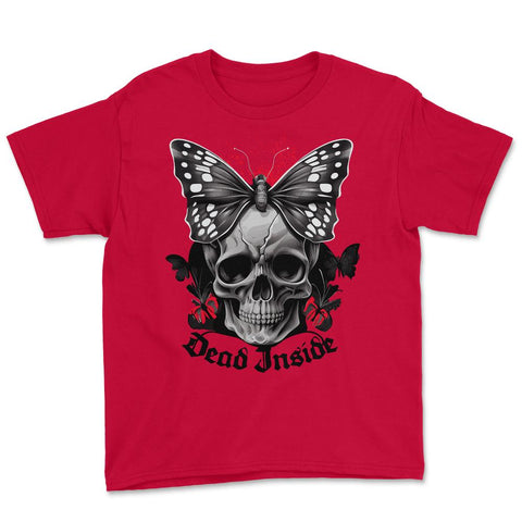 Floral Butterfly Skull Aesthetic Dead Inside Goth Skull print Youth - Red