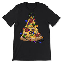 Christmas Pizza Tree Funny Pizza Lovers Pepperoni & Veggies graphic - Premium Unisex T-Shirt - Black