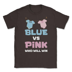 Funny Baby Gender Reveal Party Blue Or Pink Who Will Win product - Brown