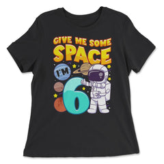 Science Birthday Astronaut & Planets Science 6th Birthday print - Women's Relaxed Tee - Black