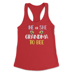 Funny He Or She Grandma To Bee Pink Or Blue Gender Reveal design - Red