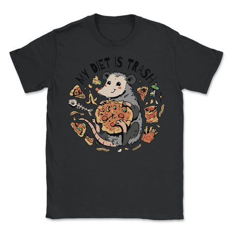 Funny Kawaii Possum Retro Vintage My Diet Is Trash product - Unisex T-Shirt - Black