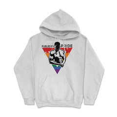 Fueled by Pride Gay Pride Guy in Rainbow Triangle2 Gift design Hoodie - White