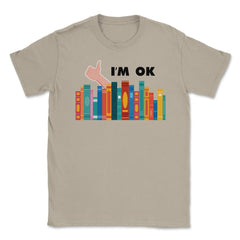 Funny Books I'm Ok Reading Library Book Collection Bookworm graphic - Cream