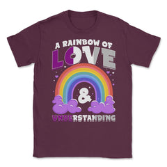 Asexual A Rainbow of Love & Understanding design Unisex T-Shirt - Maroon