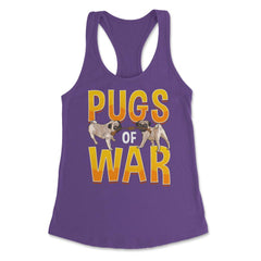 Funny Pug of War Pun Tug of War Dog design Women's Racerback Tank - Purple