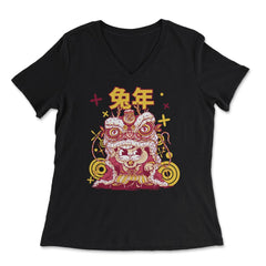 Chinese New Year of the Rabbit 2023 Dragon Costume design - Women's V-Neck Tee - Black