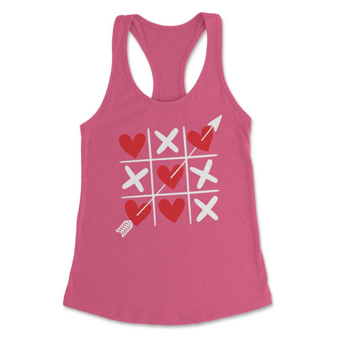 Tic Tac Toe Valentine's Day XOXO Hearts & Crosses graphic Women's - Hot Pink