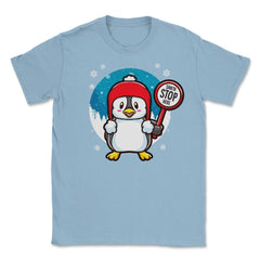 Penguin Christmas Funny Santa Stops Here design Unisex T-Shirt - Light Blue
