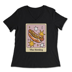 The Hot Dog Foodie Tarot Card Hot Dogs Lover Fortune Teller graphic - Women's V-Neck Tee - Black