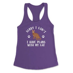 Funny Sorry I Can't I Have Plans With My Cat Pet Owner Gag design - Purple