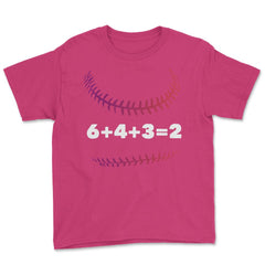 Funny Baseball Double Play 6+4+3=2 Baseball Lover Gag print Youth Tee - Heliconia