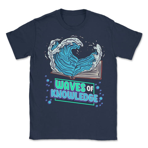 Waves of Knowledge Book Reading is Knowledge graphic Unisex T-Shirt - Navy