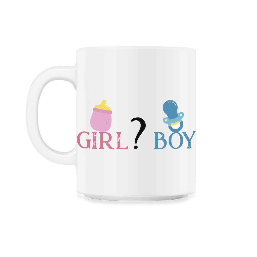 Funny Girl Boy Baby Gender Reveal Announcement Party product 11oz Mug - White