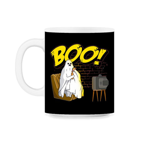 Boo! Ghost Watching TV, Drinking & Eating a Hamburger Funny graphic
