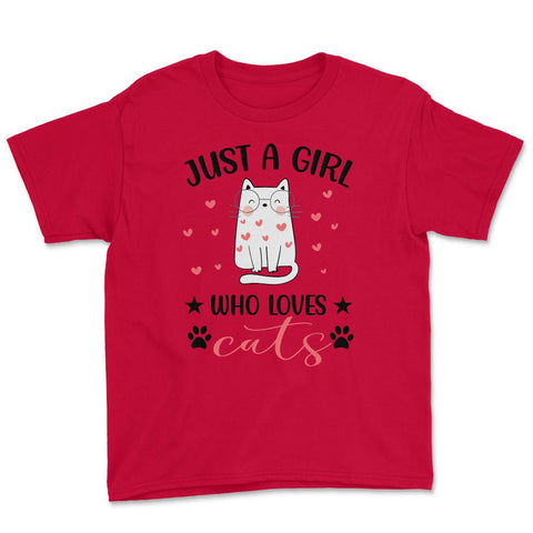 Funny Cute Cat Wearing Eyeglasses Just A Girl Who Loves Cats print - Red