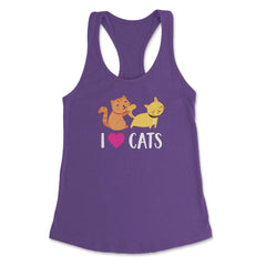 Funny I Love Cats Heart Cat Lover Pet Owner Cute Kitten product - Purple