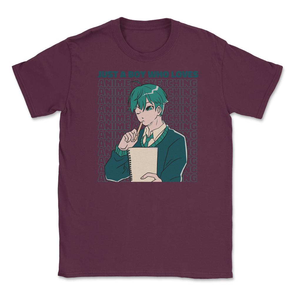 Just a Boy Who Loves Anime & Sketching Japanese Otaku Artist product - Maroon