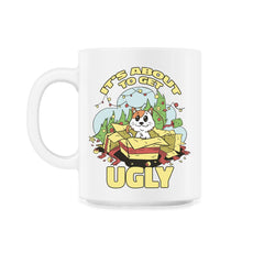 It's About to Get Ugly Funny Saying Christmas Tree & Cat print - 11oz Mug - White