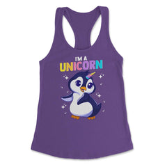 I'm a Unicorn Happy Penguin with Unicorn Horn Funny Kawaii graphic - Purple