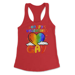 Happy Valentines Gay Rainbow Pride Gift print Women's Racerback Tank