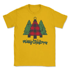 Merry Christmas Trees Retro Vintage Plaid Xmas graphic Unisex T-Shirt