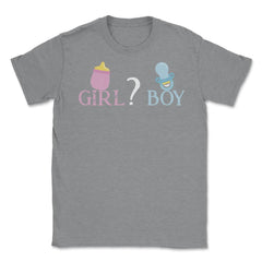 Funny Girl Boy Baby Gender Reveal Announcement Party print Unisex - Grey Heather