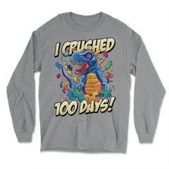I Crushed 100 Days of School T-Rex Dinosaur Costume graphic - Long Sleeve T-Shirt - Grey Heather