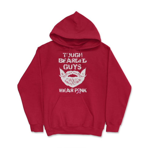 Tough Bearded Guys Wear Pink Breast Cancer Awareness design Hoodie - Red