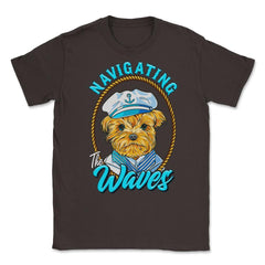 Yorkshire Sailor Navigating the Waves Yorkie Puppy print Unisex - Brown