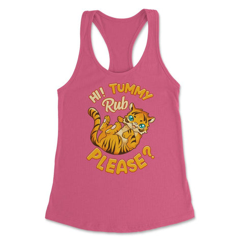 Hi! Tummy Rub Please? cute Kawaii Tiger Meme design Women's Racerback