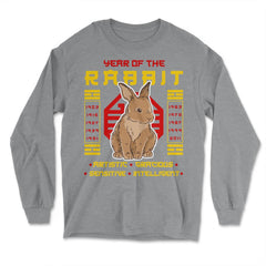 Chinese Year of Rabbit 2023 Chinese Aesthetic print - Long Sleeve T-Shirt - Grey Heather