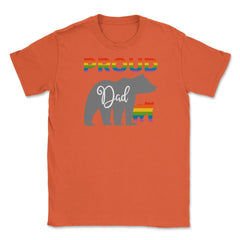 Rainbow Pride Flag Bear Proud Dad and Gay Cub graphic Unisex T-Shirt - Orange