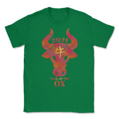 2021 Year of the Ox Watercolor Design Grunge Style graphic Unisex - Green