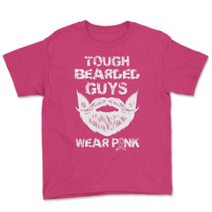 Tough Bearded Guys Wear Pink Breast Cancer Awareness design Youth Tee - Heliconia