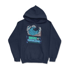 Waves of Knowledge Book Reading is Knowledge graphic Hoodie - Navy